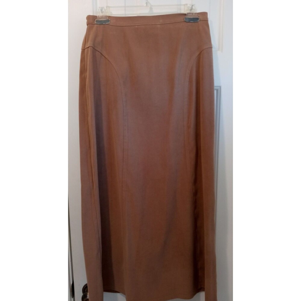 Notations Classy Light Brown Skirt Faux Suede Soft Velvety Long Lined Excellent